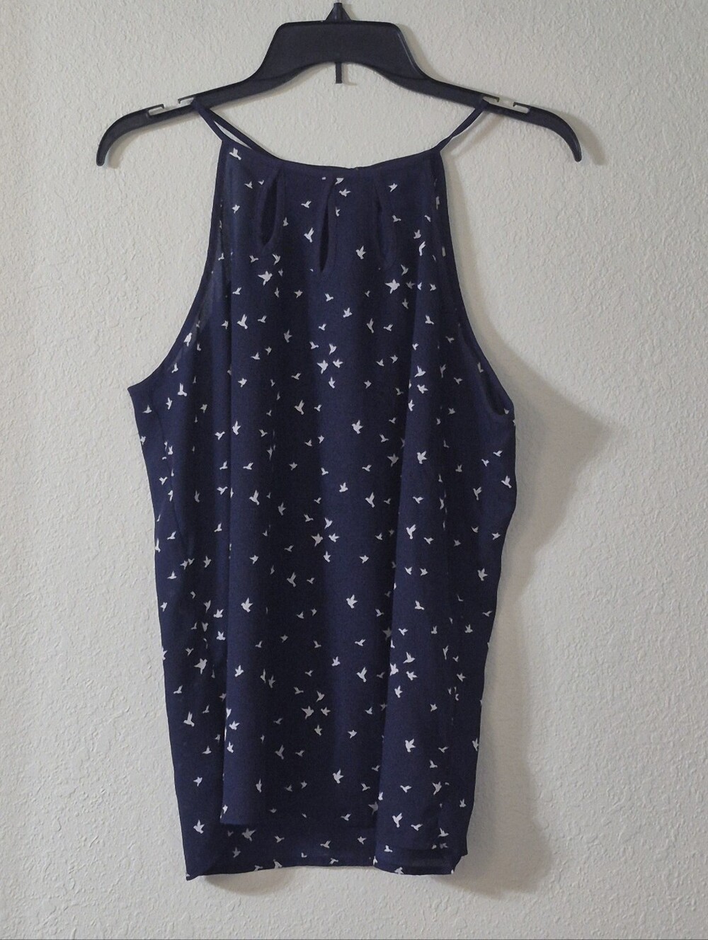 Papermoon Navy Halter Camisole with White Bird Print